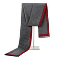 Men's 180x30cm soft scarf shown in black, blue, grey blue, grey red and grey white colour options