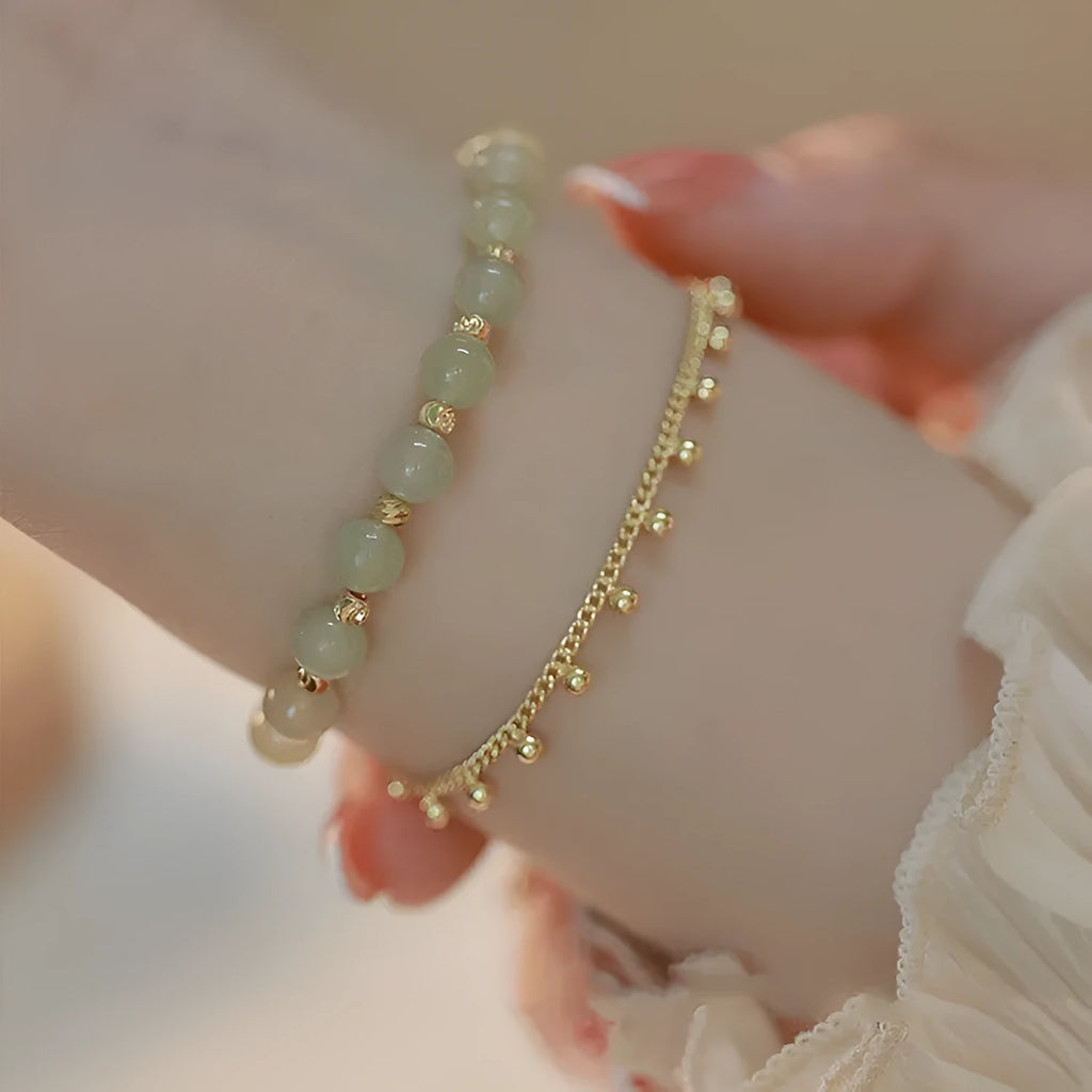 Natural Hetian jade bracelet with manual craftsmanship in Princess running and beaded styles