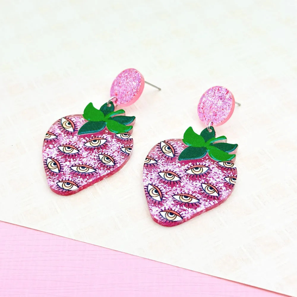 Funny Halloween acrylic earrings with colourful ghost eyes pumpkin print dark style women jewellery