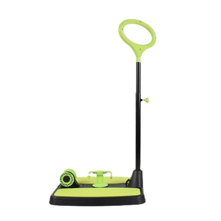 Green multifunctional fitness machine arm stretcher in colour box with dimensions 40.5x41x11.5cm