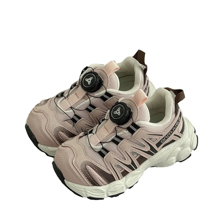 Lightweight casual shoes in beige, black, or pink with PU leather mesh upper