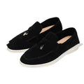 Slip-on casual loafers with round steel toe cap and high-top artificial PU upper