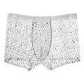 Men's black leopard print ice silk boxer shorts with a mid waist design