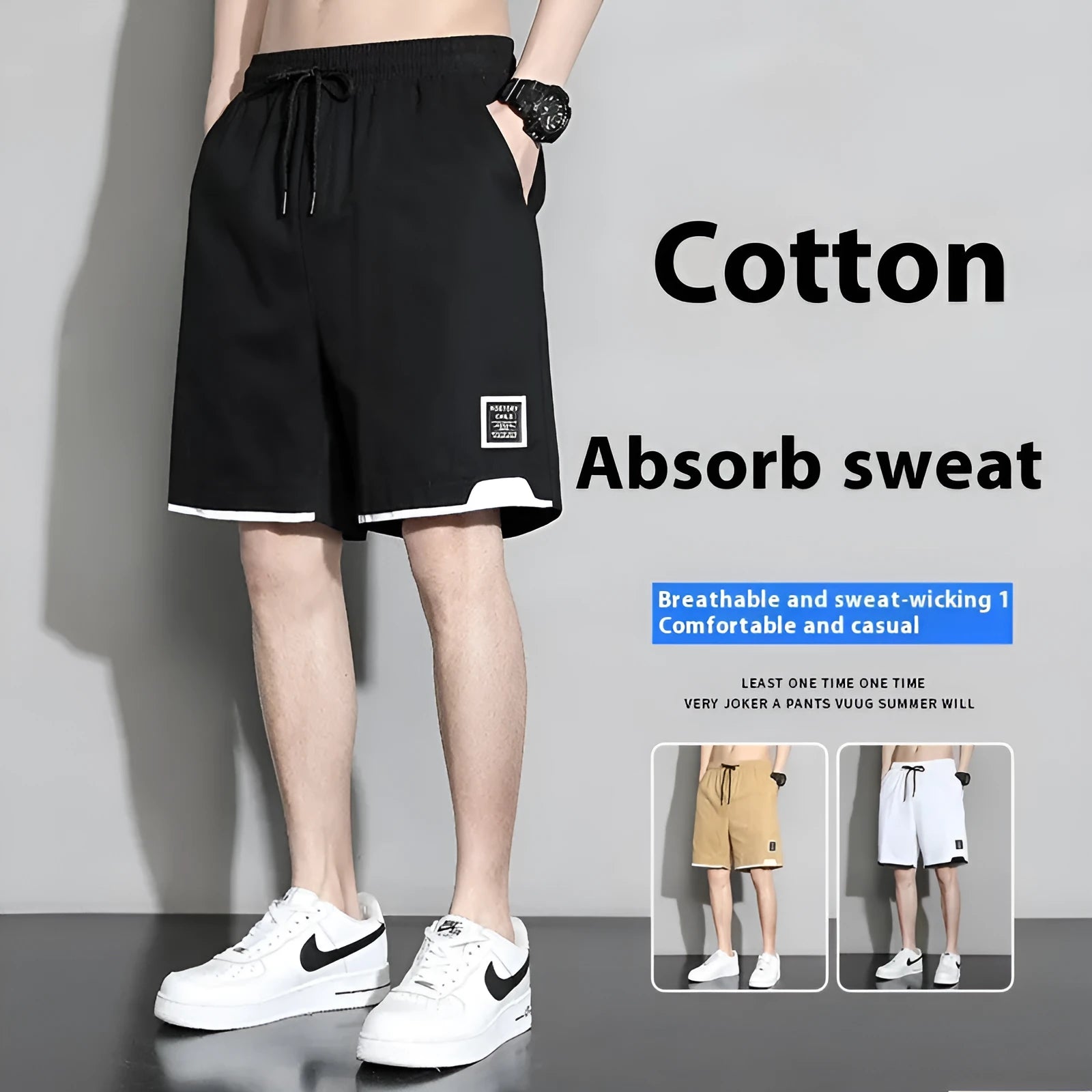 Japanese style cotton shorts for teenage boys in plus sizes for summer wear