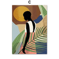 Abstract African women flower leaf canvas painting unframed rectangular wall art print
