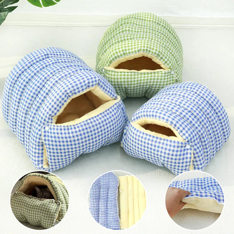 Four seasons removable washable enclosed cat kennel in cloth with semi-enclosed design, available in multiple colours and two sizes