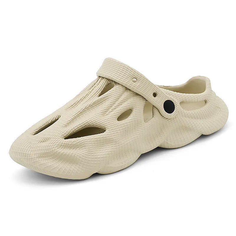 EVA soft men's summer beach shoes in black, slip-on design with lightweight sole