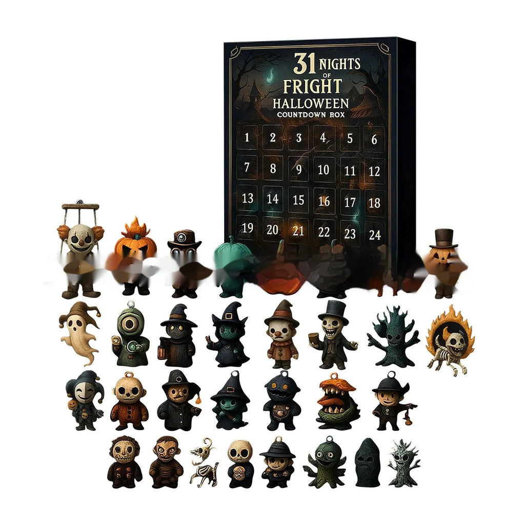 Halloween horror advent countdown box with resin doll blind boxes for Christmas decoration