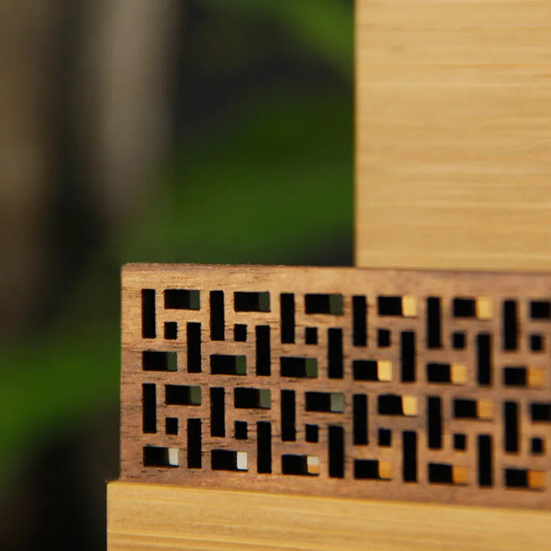 Geometric patterned bamboo business gift box for corporate events and promotions.
