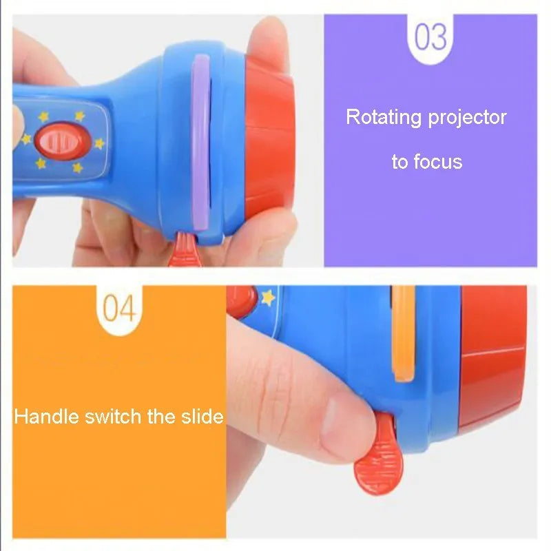 SmartKids children's story projector torch with four coloured discs projecting fairy tale images on wall
