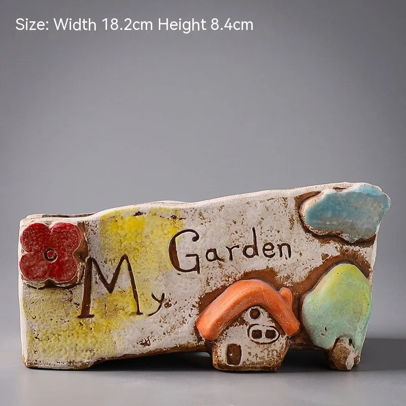 Ceramic combination pot with hand-painted meat and flower design in cute pastoral style