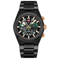 Quartz men's business watch with luminous hands and calendar, 35.5mm dial, mineral glass mirror, stainless steel buckle, black dial