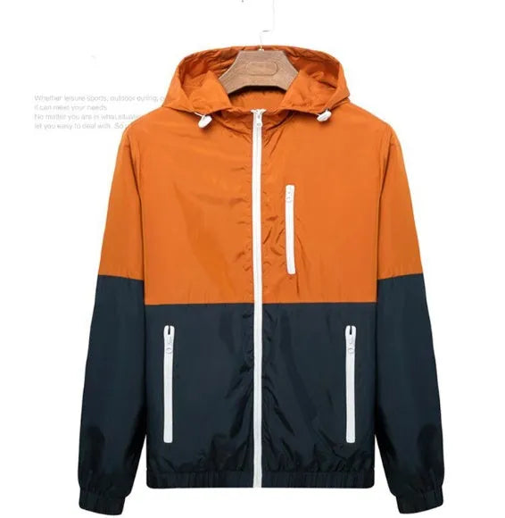 Men's lightweight hooded casual jacket in acetate fibre, available in eight colours and sizes S to XXXL for spring and autumn.