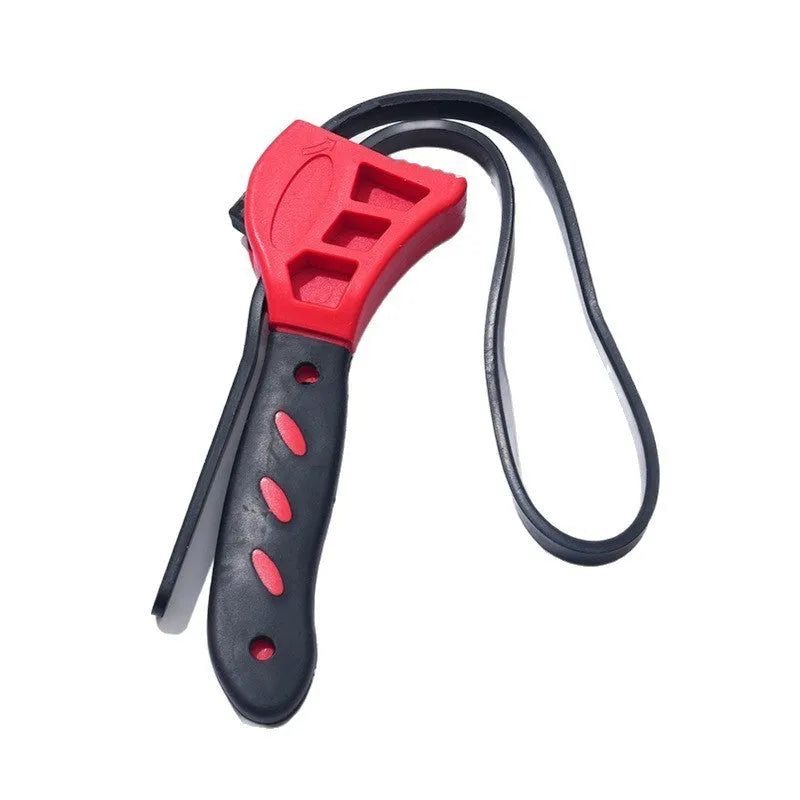 6-inch and 8-inch adjustable rubber strap wrench set with phosphated metal hook on a white background.