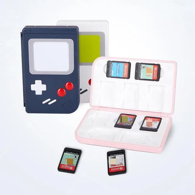 Compact blue Nintendo Switch game card storage case for Switch OLED and Lite consoles.