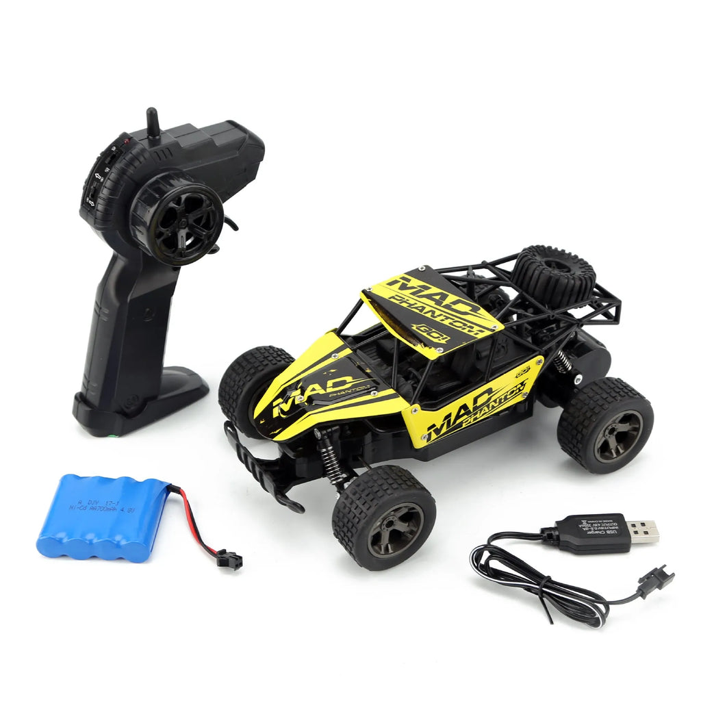 Blue and yellow 1:18 scale remote control drift car with 2.4Ghz transmitter