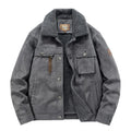 Men's deerskin jacket in khaki colour, polyester fiber with insulation and windproof features, business formal style for autumn winter