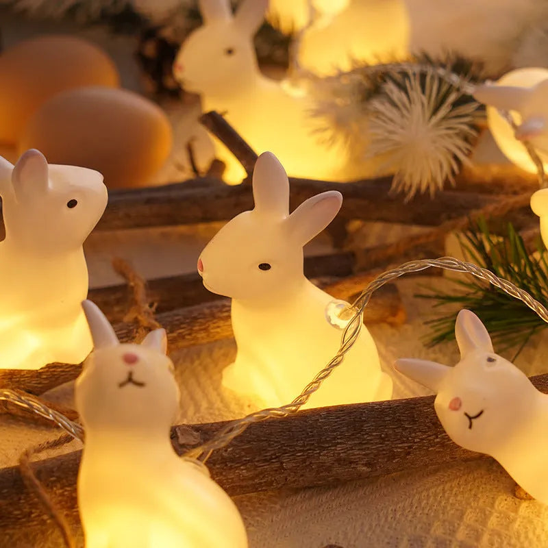 Easter plastic egg lamp string with 10 warm white lamps on a dark background