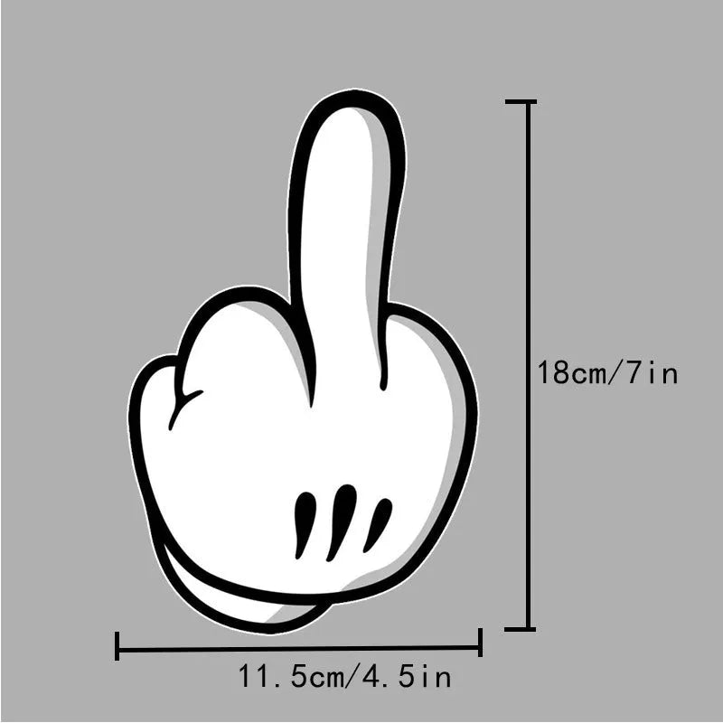 Waterproof paper car sticker with cartoon middle finger and flower design in 127x80mm and 180x115mm sizes