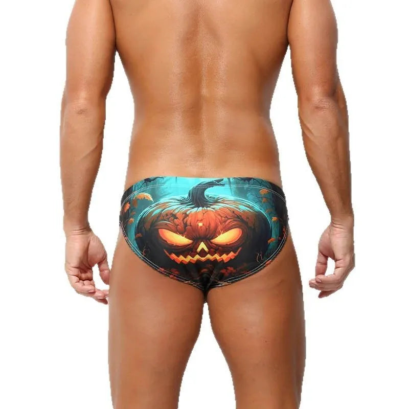 Men's quick-drying digital print low waisted shorts in polyester with leak-proof breathable fabric