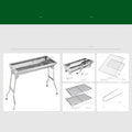 Stainless steel portable folding barbecue oven with cooking grill.