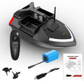 V020 GPS remote control fishing boat with LED lights on water, showing handbag and remote.