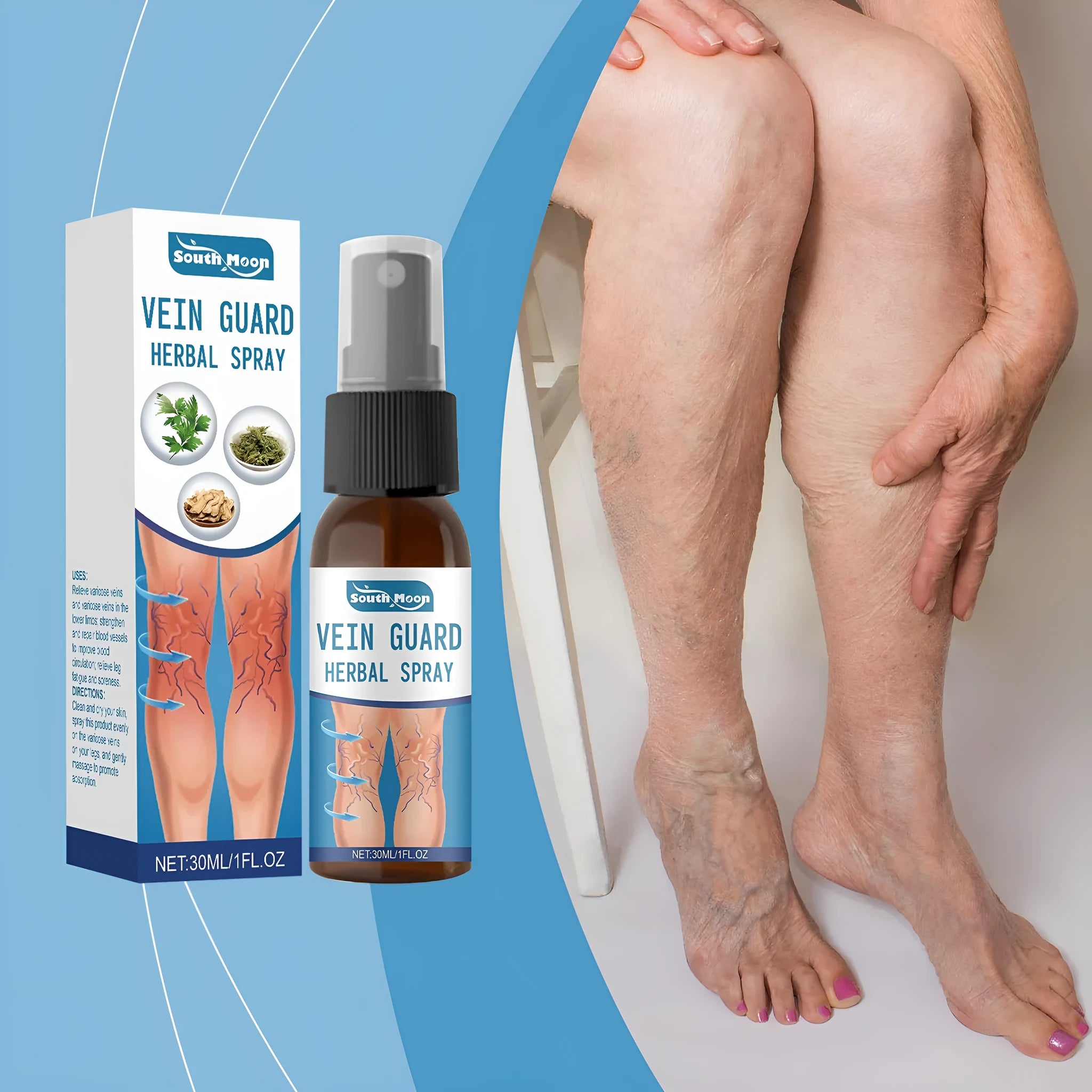 30ml bottle of gentle herbal body care spray with botanical extracts.