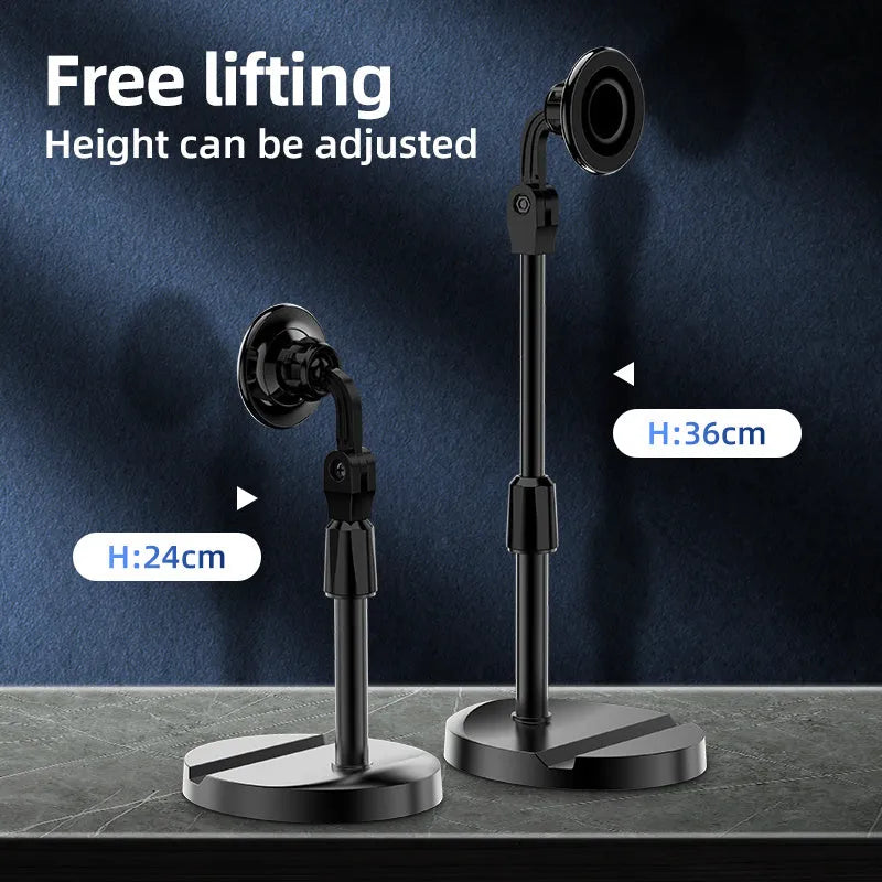 Black 360-degree rotating magnetic phone holder for universal magnetic suction phones, car and live broadcast use