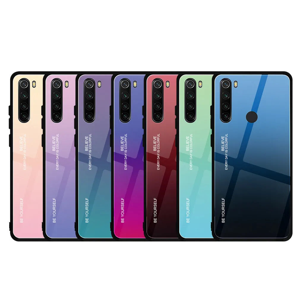 Gradient 6A glass all-inclusive phone case for VIVO X27, solid colour simple back cover