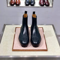 High-top business casual leather shoes in black and black-orange colours