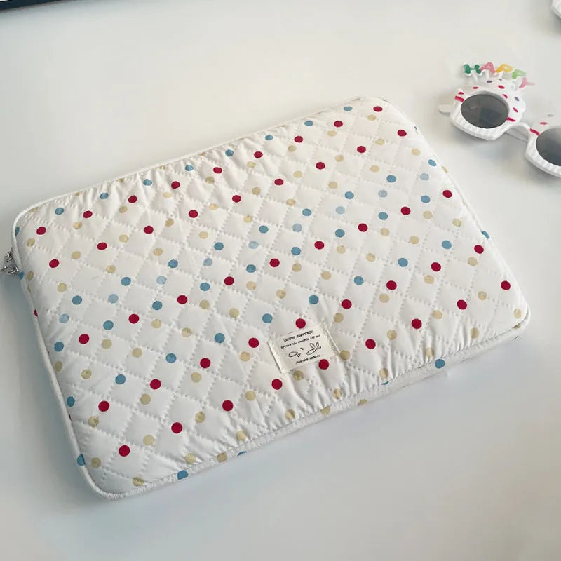 Polka dot women's laptop bag for 11, 13-14, and 15-15.6 inch computers.