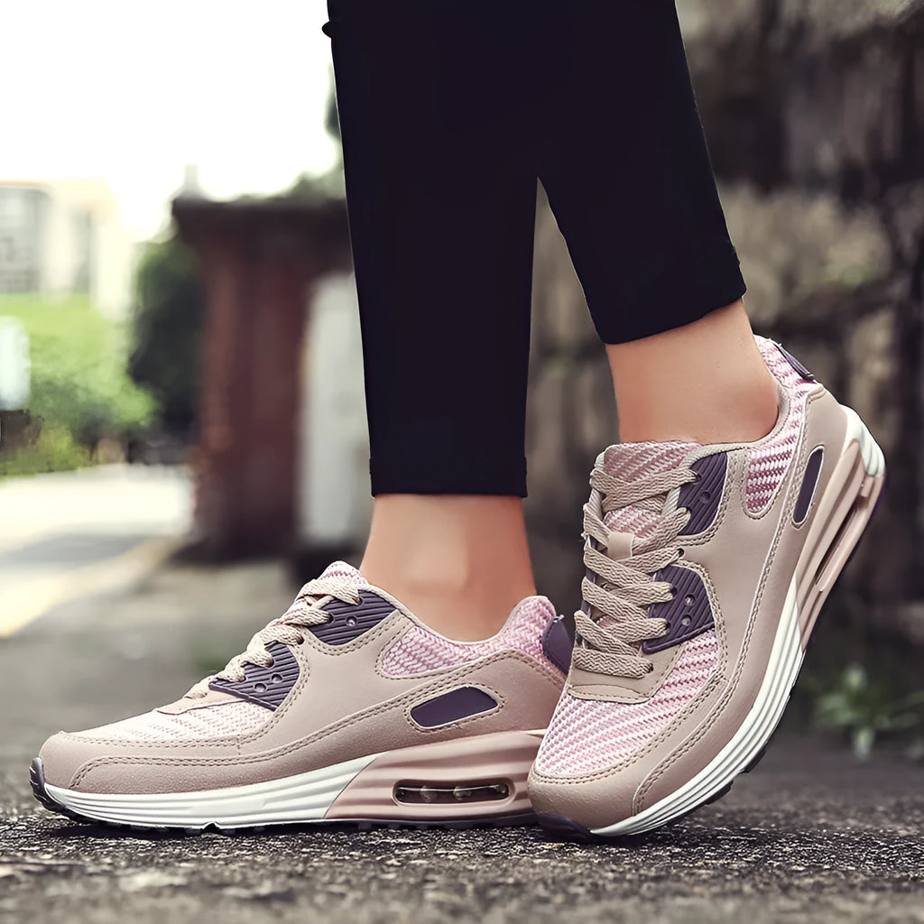 Women's casual wedge heel shoes in beige orange, grey, and pink purple colours with 3.5cm heel