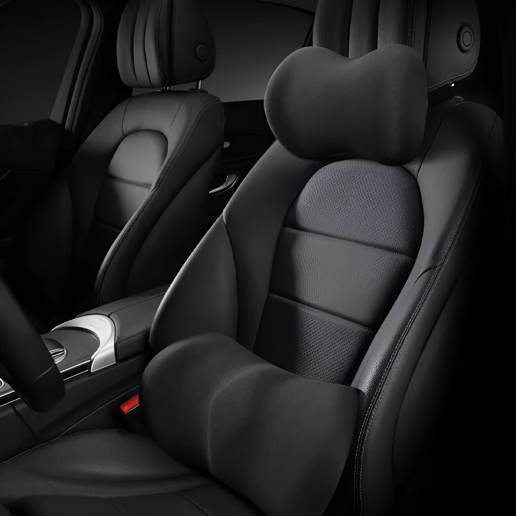 Car seat headrest pillow and lumbar support pillow set in five colour options