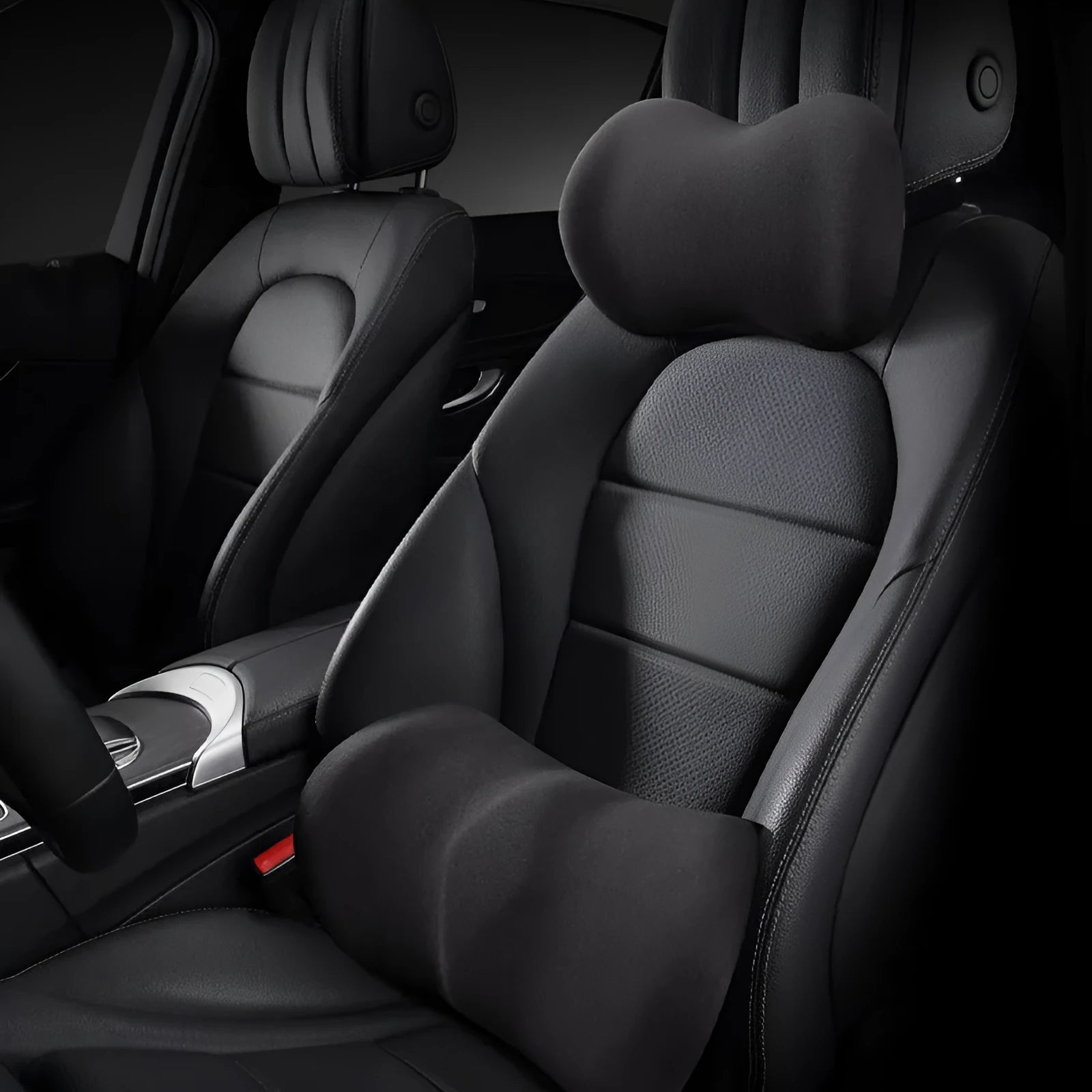 Car seat headrest pillow and lumbar support pillow set in five colour options