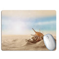 Summer beach holiday wind wishing bottle design on a rubber computer mouse pad.