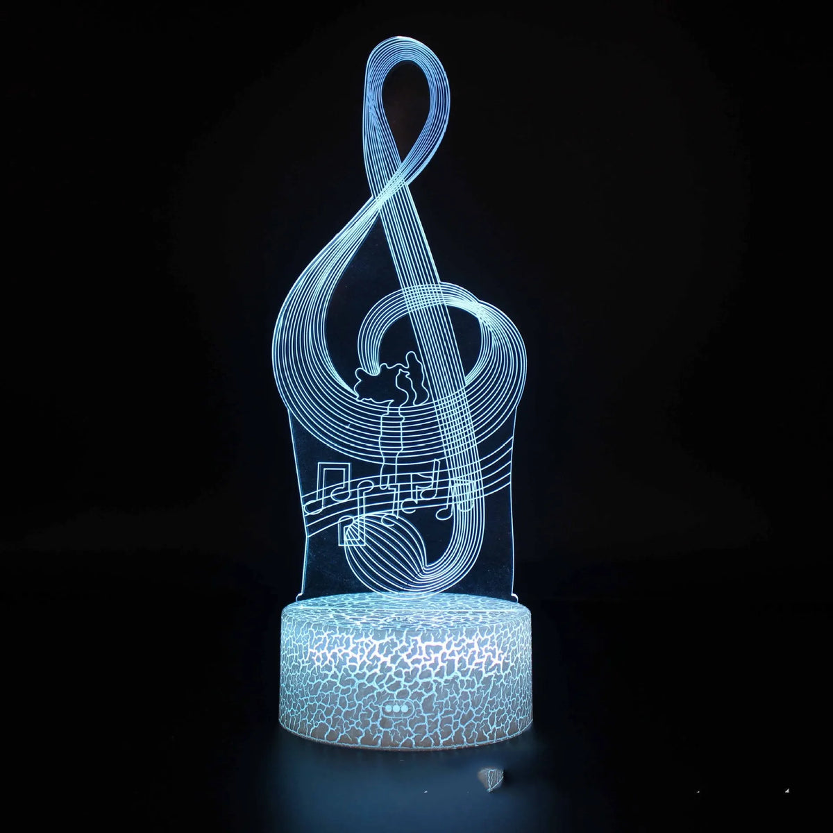 Musical note series 3D night light table lamp with cracked base and 16 colour LED lighting