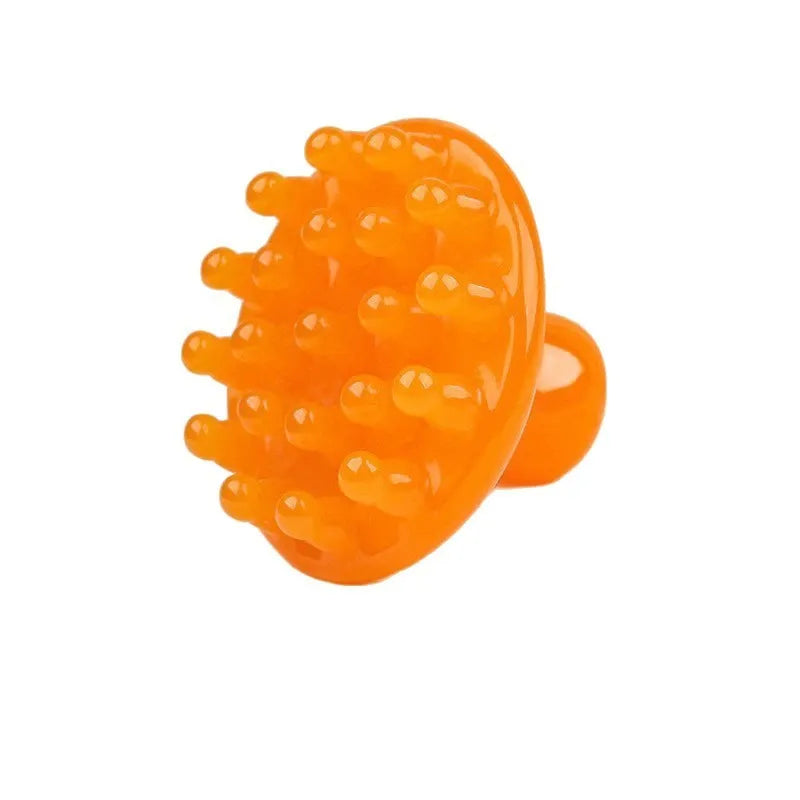 Brown and yellow disc massage comb with 21 teeth for head meridian therapy