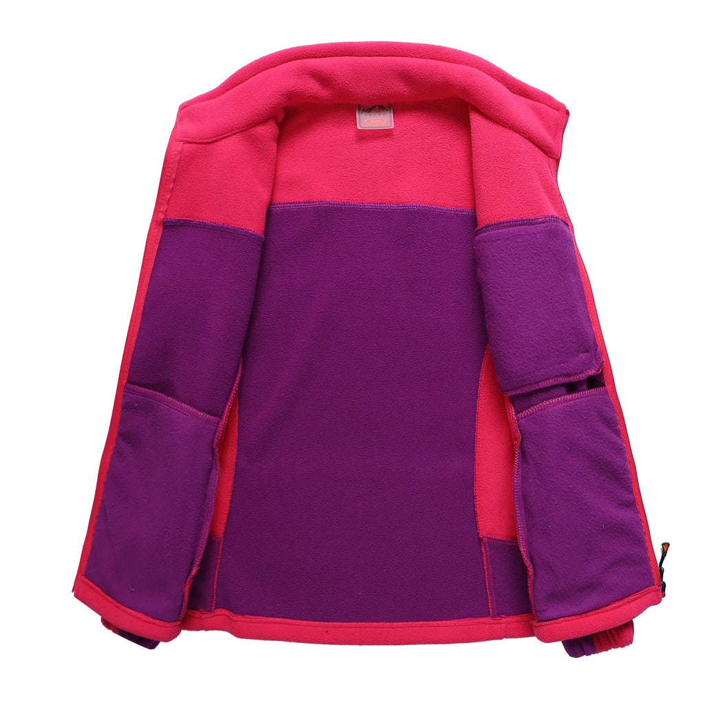 Unisex polar fleece cardigan in contrast colours, thick fleece with polar fleece lining, autumn winter outdoor wear