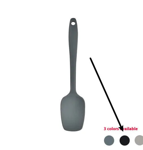 12-piece black silicone kitchen utensil set with tools stored in a rotating countertop storage bucket