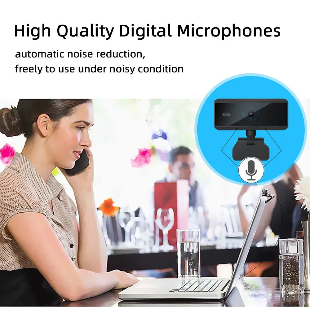 HD computer video camera with 5MP autofocus, black ABS body, USB 2.0 cable, desktop use