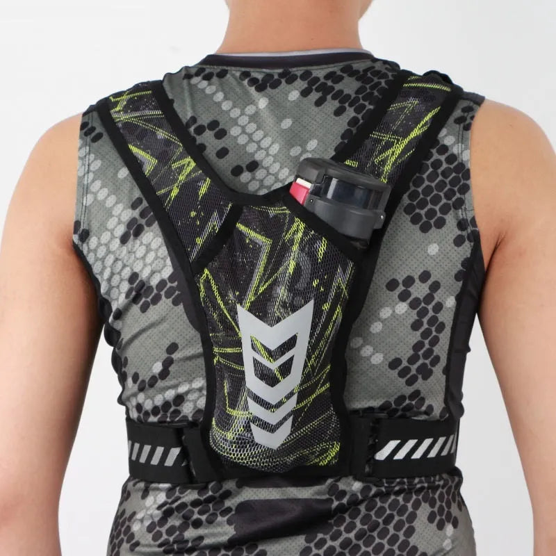 Breathable large capacity polyester chest bag in black for outdoor sports, free size adjustable waist strap