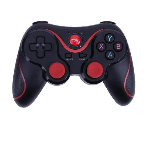 Upgraded X3 Bluetooth wireless game controller for Android phones with attached mobile phone clip.