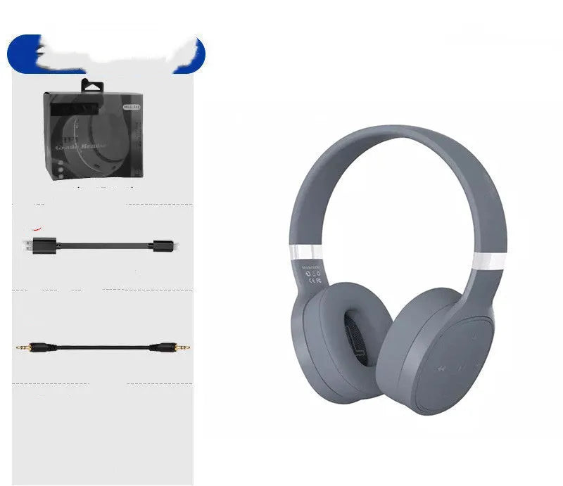 Wireless Bluetooth headphones in black, white, blue, or dark grey colours with earpieces connected by wire