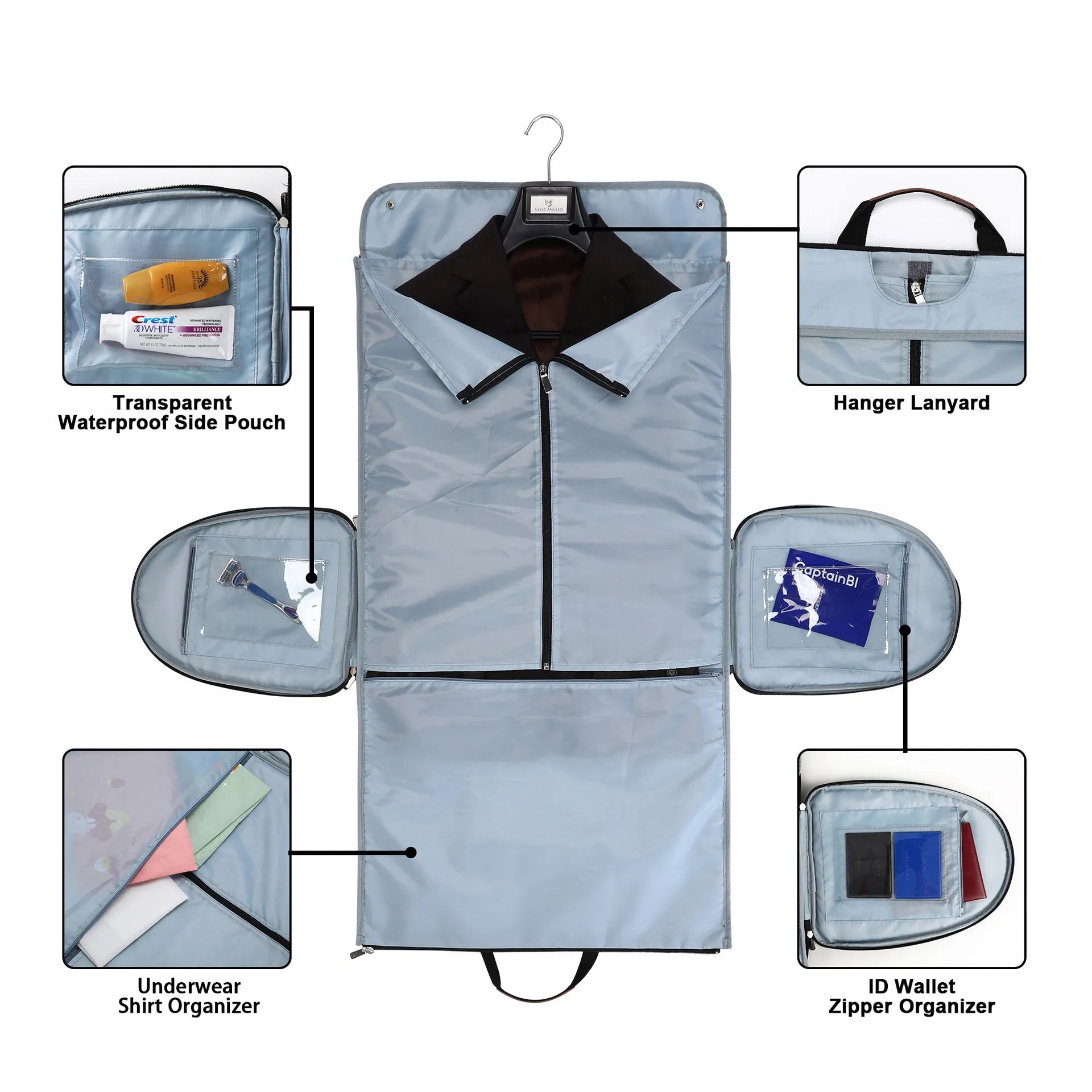 Dark blue folding duffel bag made of Oxford cloth for travel and gym use.