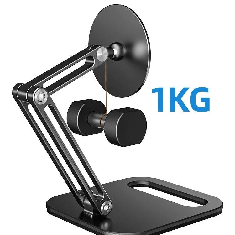 Magnetic suction tablet stand, foldable adjustable alloy desktop holder, 15.3x28.5cm, black or white