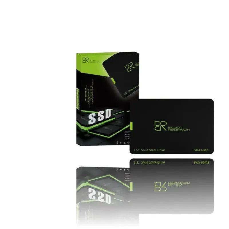 Black plastic solid state drive measuring 100mm by 70mm with SATA 3.0 interface for desktop computers