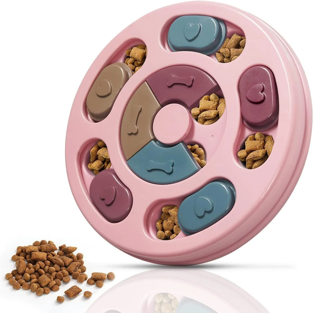 Dog puzzle feeder toy with sliding parts in blue, 28.5cm, for slow feeding and IQ training