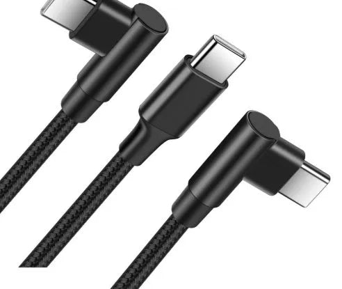 Double-ended Type-C nylon braided PD fast charging data cable, 2m, black on a plain background
