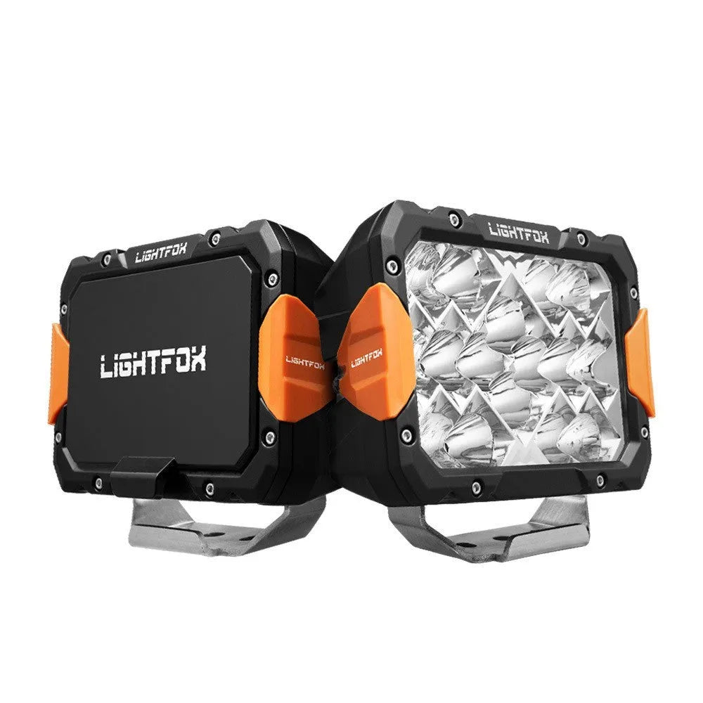 Two black 6-inch aluminium LED off-road bumper lights for universal vehicle retrofit
