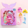 Flower Fairy eraser set with 12 TPR erasers in Flower Fairy and Mermaid designs measuring 14x13cm